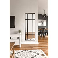 Espejo de Cuerpo Entero Rectangular Negro [160 x 60 x 3cm] | Diseño danés | Espejo Grande y Largo de pie | Vertical y…